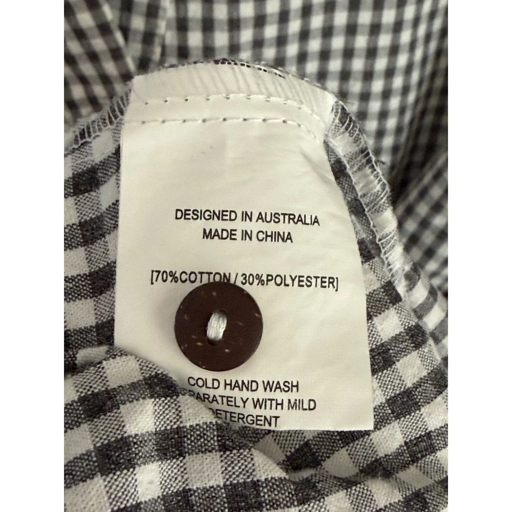 Petal + Pup Mini Dress Women Black White Gingham Tiered Button Small Medium